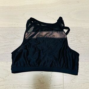 Beyond Yoga high neck longline sports bra- black & gold mesh-excellent condition